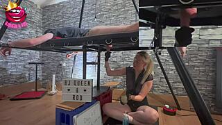 Unlocking chastity on the milking table for multiple ruined orgasms