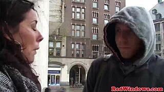 Plump Dutch prostitute gives oral pleasure and receives facial