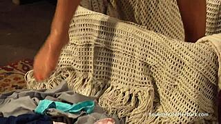 Submissive blonde lesbian slave awaits her strict mistress.