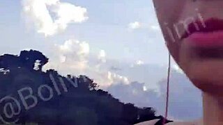 latina babe shows shaved pussy in public park