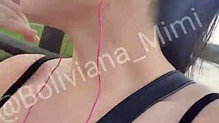 latina babe shows shaved pussy in public park