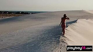 Glamorous Belgian Beauty Stripping And Posing In The Desert