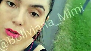 latina babe shows shaved pussy in public park