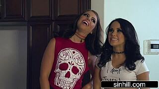 anal threesome with horny college girls - megan rain adriana chechik sex teen 3some coed group assfucking