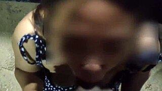 Risky FILIPINA FUCK on PUBLIC BEACH with cum swallow action