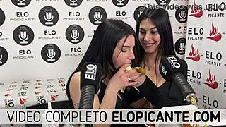 mielcita and almendra suck banana with cream and swallow