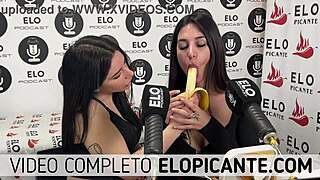 mielcita and almendra suck banana with cream and swallow