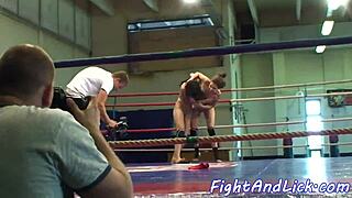 Wrestling Beauty Pussytoyed By Lesbian Babe