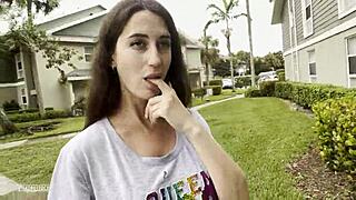 She walks down the street with cum dripping from her face