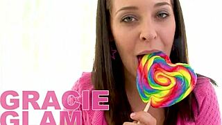 Gracie Glam Gives Huge Cock Blowjob And Swallows