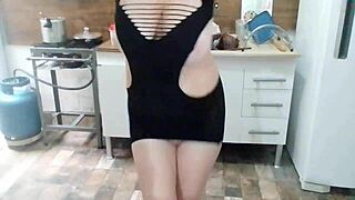 Hey, check out this blonde milf dancing sensually in lingerie 😍