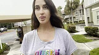 She walks down the street with cum dripping from her face
