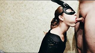 Blonde babe gives BLOWJOB to roommate in dorm