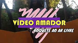 Russian Brunette Blowjob in Public Pandemic