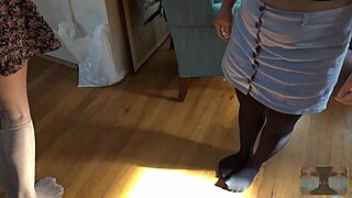 lesbian fetish girls worship feet in socks and nylon lingerie!
