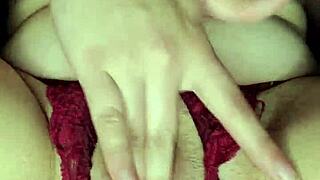 feeling hot, she touches her pussy and squirts in orgasm