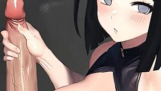 Hinata gives a hot handjob to a monster cock in pov anime style.