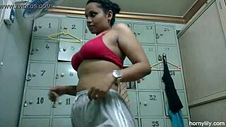 big boobs tamil maid horny lily fingering in bathroom, changing bra and panty, wanna watch her squirt?