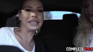 blonde teen sucks big cock in taboo threeway, swallowing cum hardcore