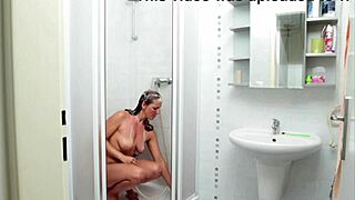 czech bitch valentina ross teases with big tits in steamy shower scene.