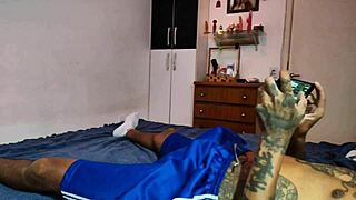 wife catches husband masturbating and gives blowjob