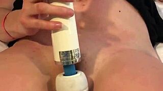 cum slut hits orgasm with hitachi
