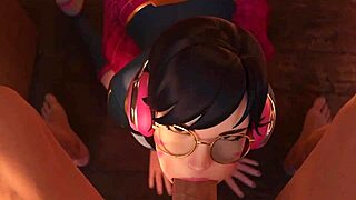 school-girl d va sucks cock deepthroat then gets facial