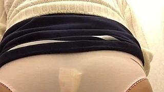 Shemale In Toilet Inserts Tampon And Napkin With Intense Fetish Play