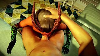 Demon girl with toxic eyes blows in POV hentai 😈