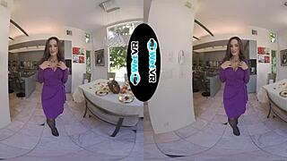 April Valentino feels intense pleasure as she teases and fucks on the pool table in VR