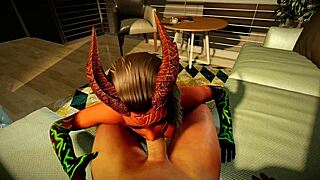 Demon girl with toxic eyes blows in POV hentai 😈