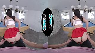 April Valentino feels intense pleasure as she teases and fucks on the pool table in VR
