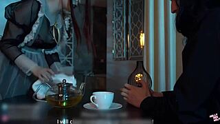 I am the lord and my clumsy maid Mollyredwolf blows me in cosplay