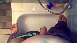 15 minute compilation of pissing in the shower from August 2019