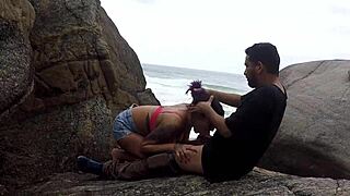 grabbing the fisherman's rod in public outdoor brazilian voyeur scene