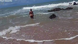 Does this wife show everything on the nudist beach?