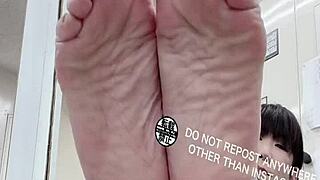 Office feet fetish with asian japanese girls at work