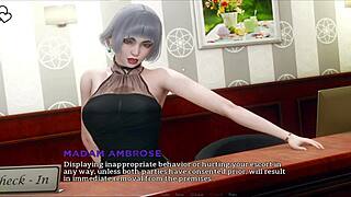 Naked anime girl sucks big cock in sex club game