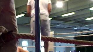 Babe and lesbian beauty engage in wrestling and toy play