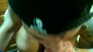 Big black cock gets blowjob from big tits girl