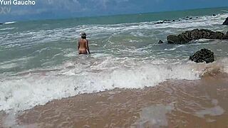 Does this wife show everything on the nudist beach?