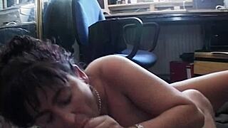 office fuck with mature brunette slut, damn hottt!