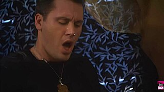 brunette maid threesome with boss and friend? big cock action!