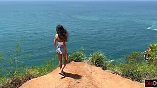 Young couple enjoying their vacation in a hotel room.