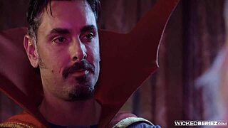 Blonde Kenzie Taylor rides in Spidey Pool parody scene