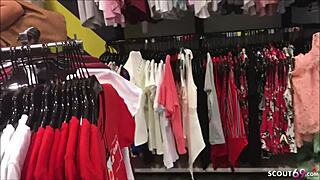 Teeny Lucy Fucked by Two Guys Right in the Mall!