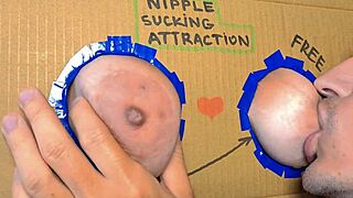 Discover the allure of huge natural tits with balloon-like nipples being sucked in homemade fun.