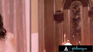 Girlsway Gorgeous Maya Woulfe Joins Naughty Milf After Hearing Masturbation