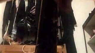 Shemale In Lingerie Jerks Off Huge Cock!