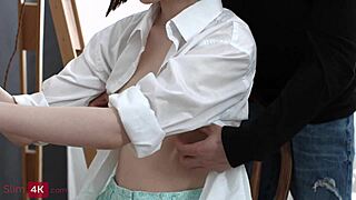 Tattooed bf nails young artist hard